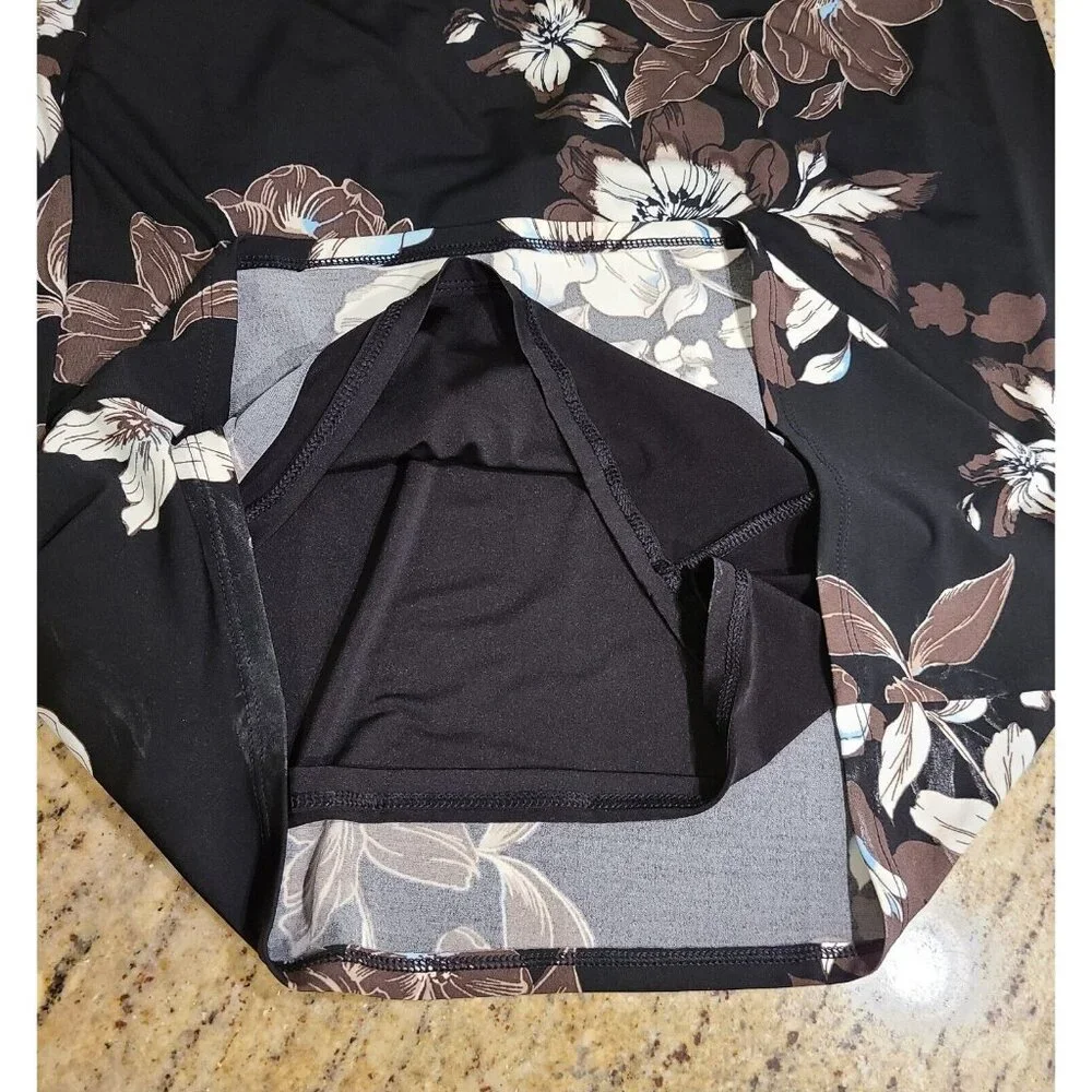 White House Black Market Sz L Dress Black Floral Sheath Embellished Romantic - Picture 6 of 16